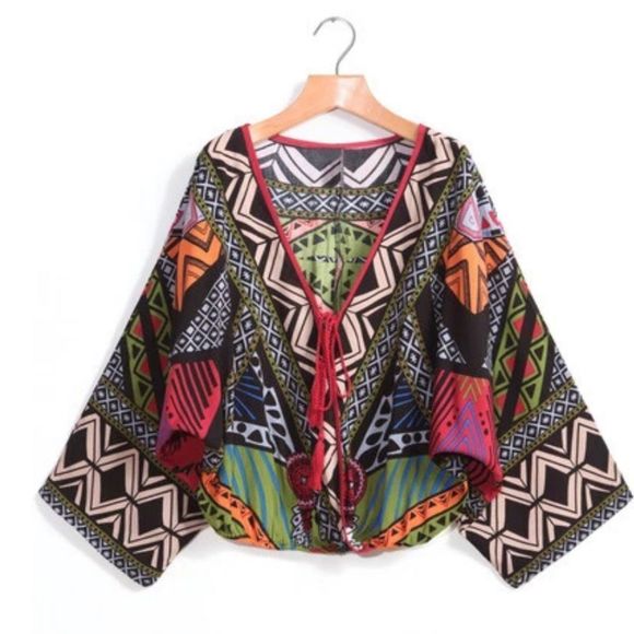 Flying Tomato Multicolor Geometric Blouse - Picture 1 of 7